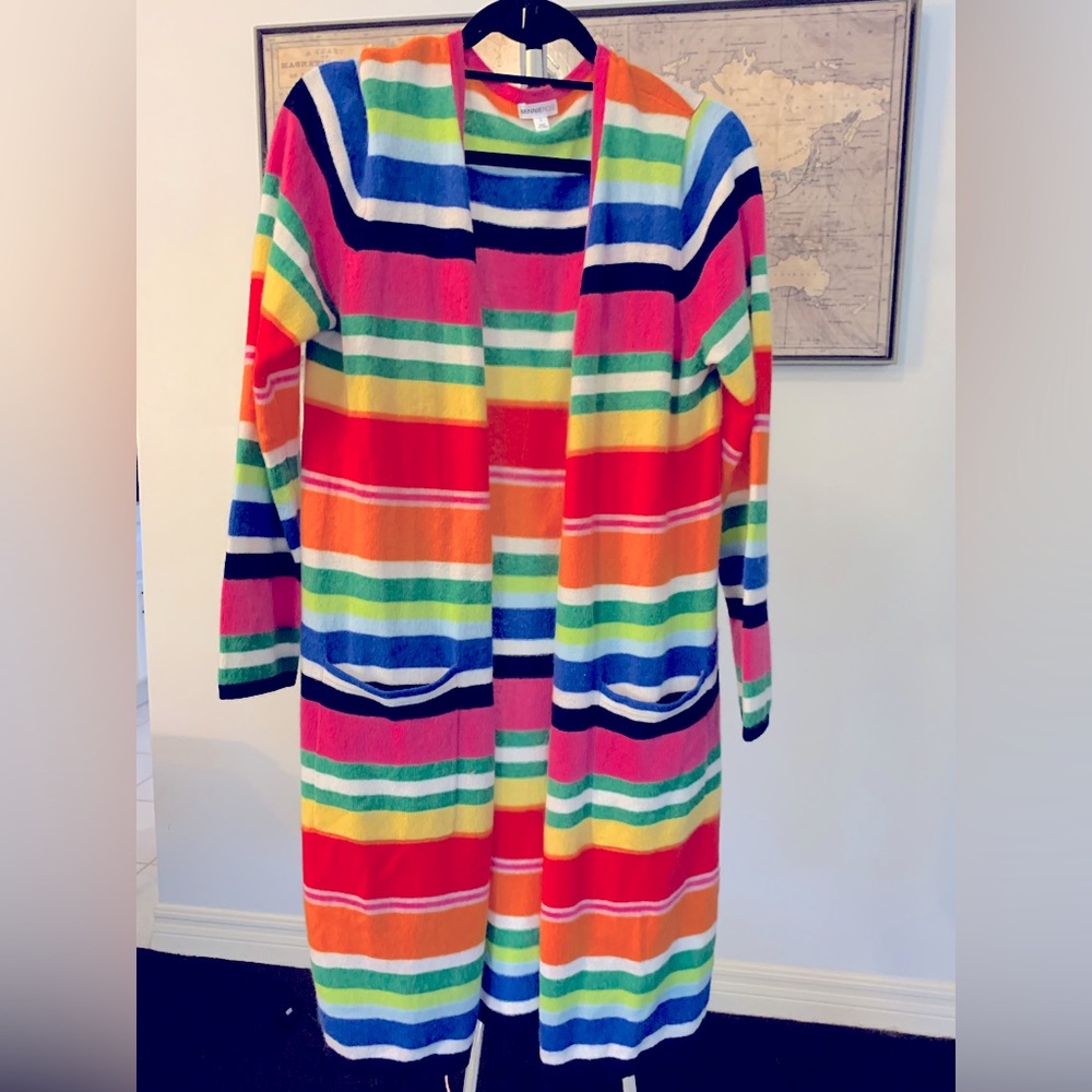 Minnie Rose Strip Cashmere Duster